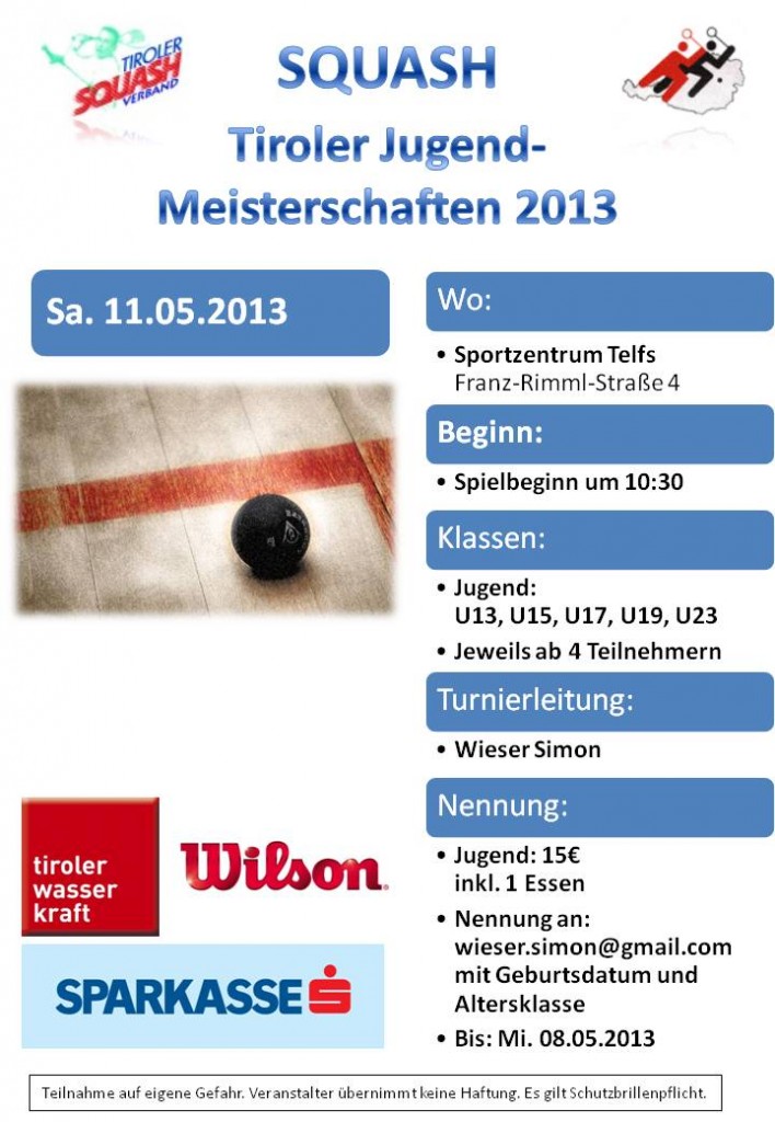 Jugend MS Tirol 2013 - Plakat und Ausschreibung